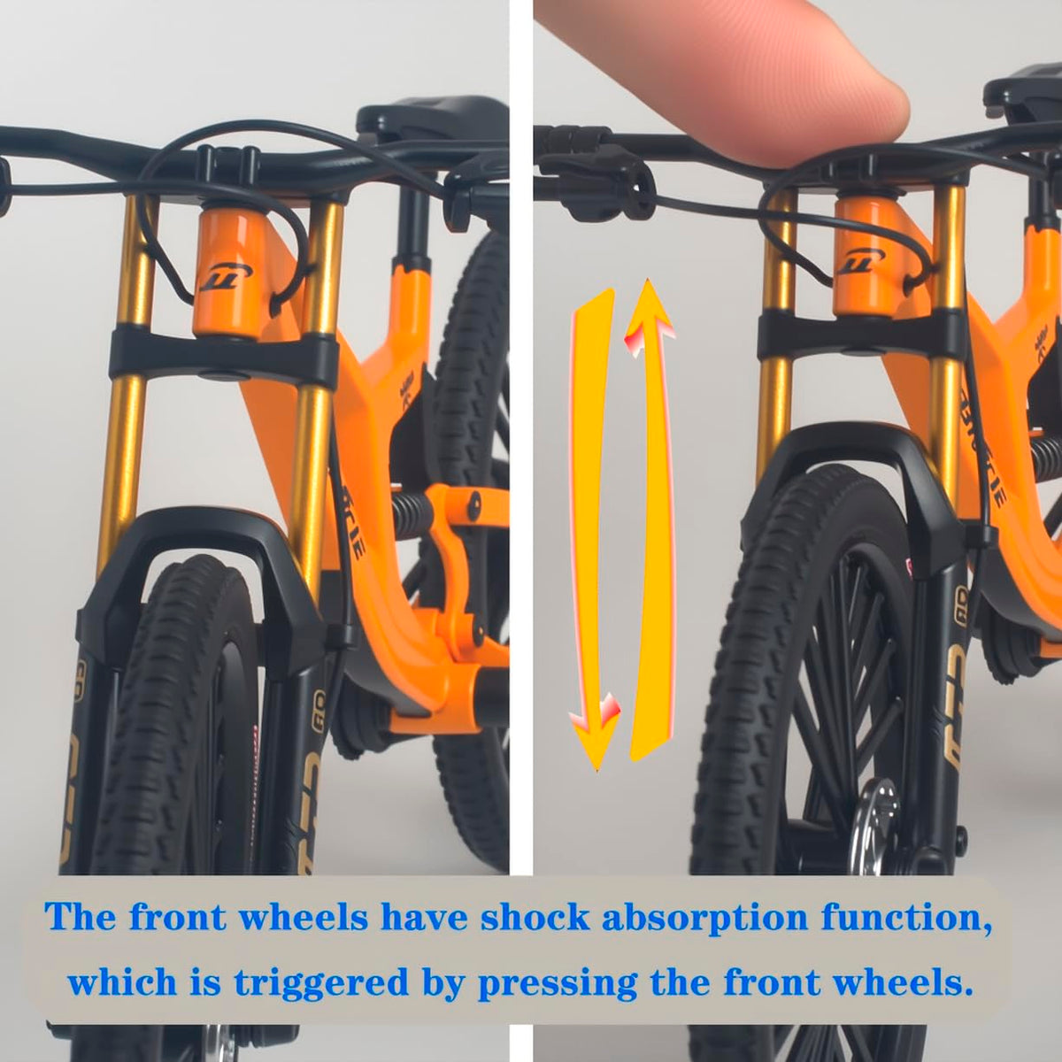 Kuasting mountain bike model as a charming desk decor accent in yellow.