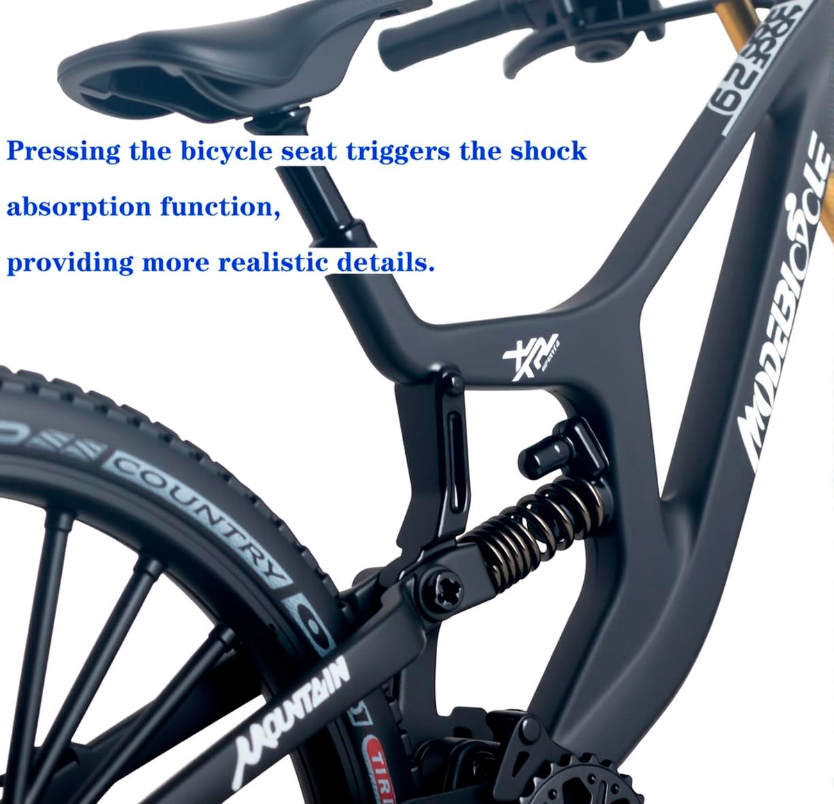 Kuasting desk decor mountain bike model showcasing compact size for workspace charm.
