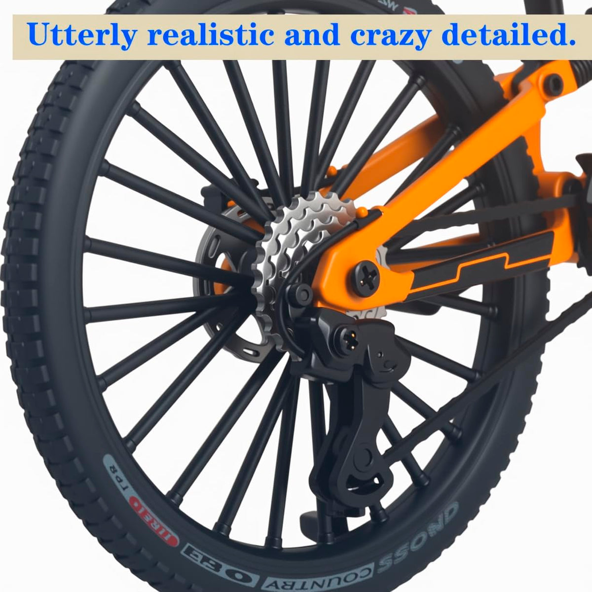 Close-up of Kuasting die-cast bike model highlighting intricate detailing.