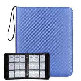 KuBeiBear blue card binder front view showing 720-capacity storage