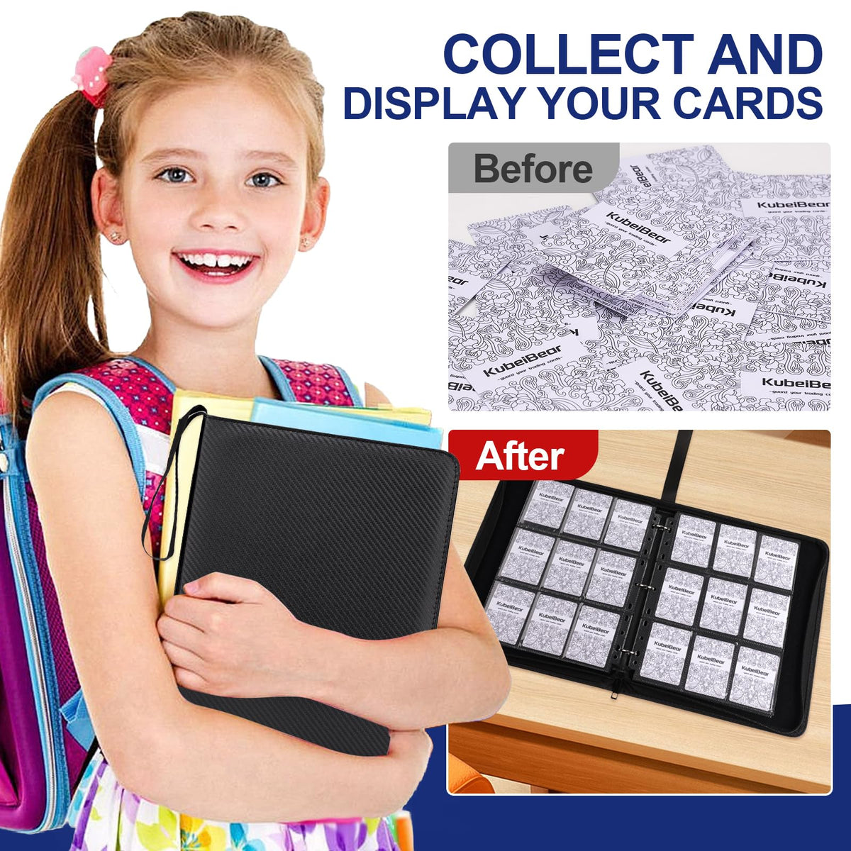KuBeiBear compact collector binder that showcases cards in clear pockets
