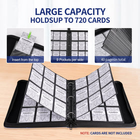 Durable nine-pocket sleeves inside the KuBeiBear binder for card organization.