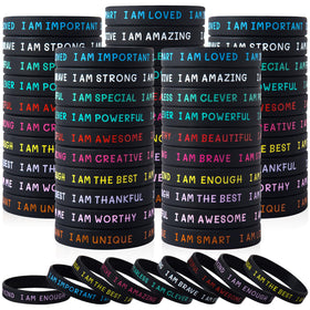 KUCLIN 100-piece motivational silicone wristbands for kids, ideal for back-to-school confidence.