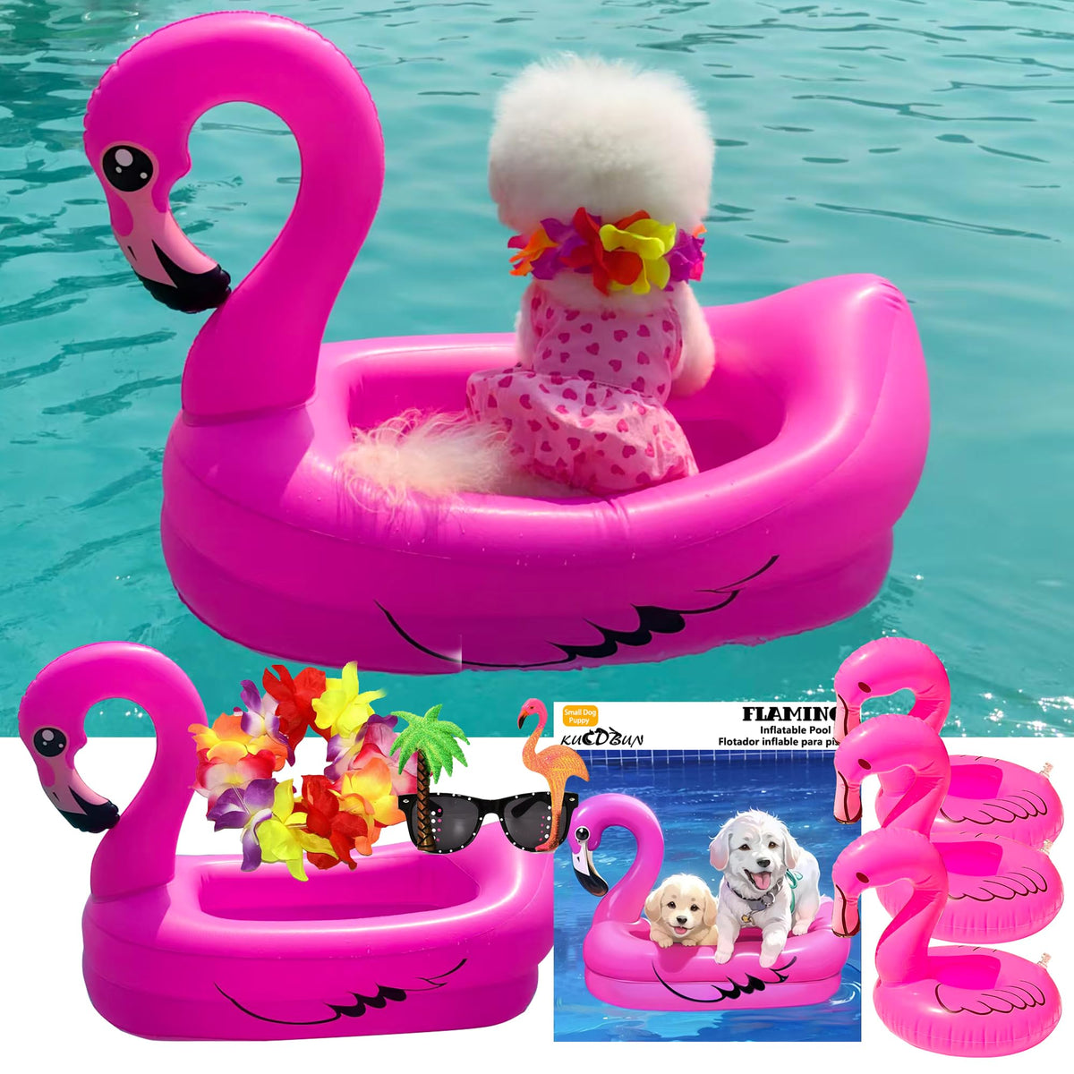 KUCDBUN dog pool float front view providing buoyant support for small dogs.