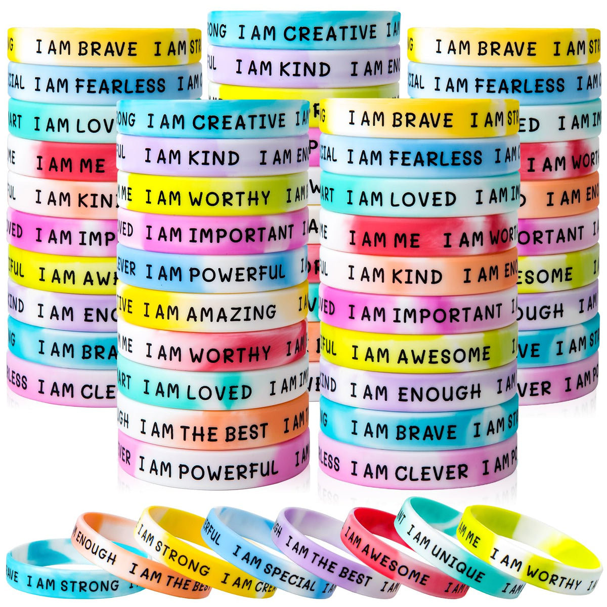 KUCLIN inspirational wristbands swirl colours pack, ideal for daily motivation