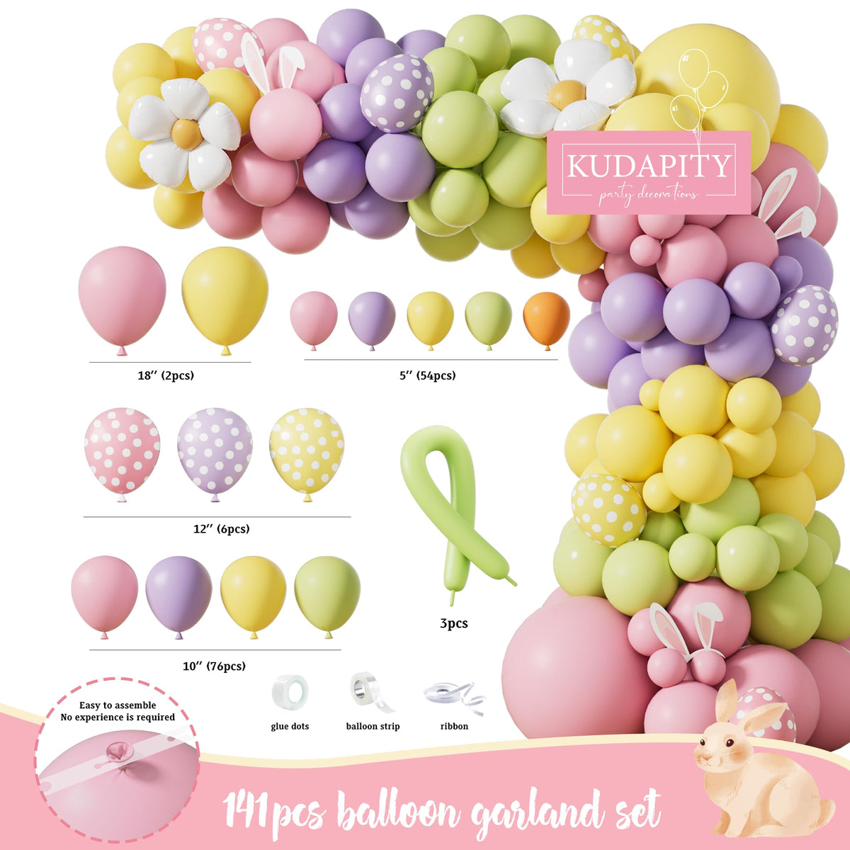 Kudapity Easter balloon garland 12in spring-themed backdrop for photos