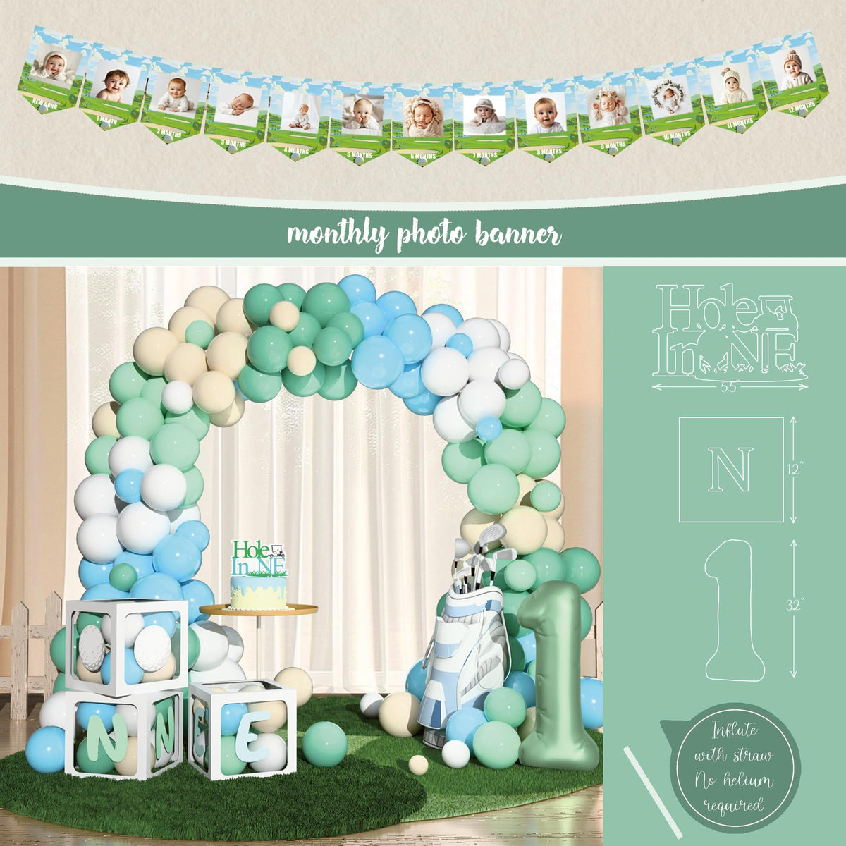 Kudapity golf cake topper for a festive centerpiece.