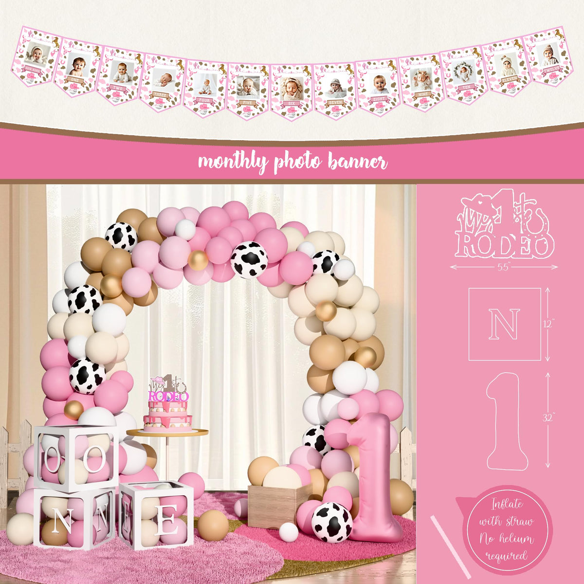Kudapity High-chair banner adds coordinated decor for the birthday seating area.