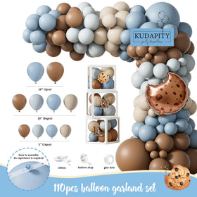 Kudapity One Sweet Boy 10in blue balloon accents garland and backdrop setup
