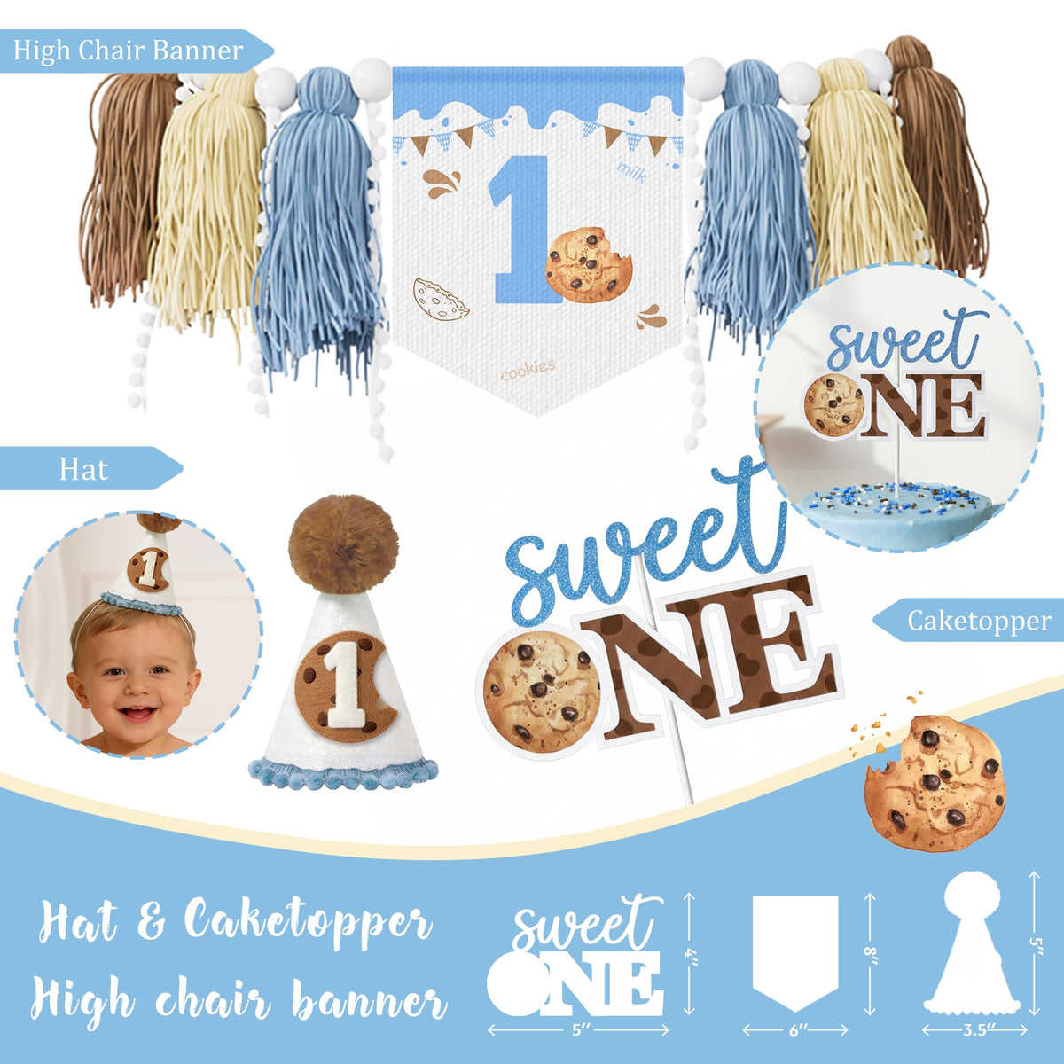 Kudapity One Sweet Boy 12in light blue balloon adds cozy milestone vibes