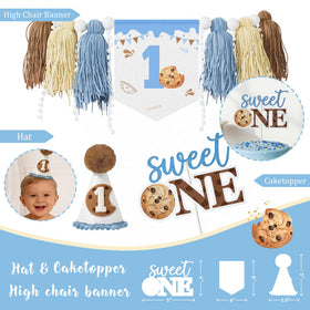Kudapity One Sweet Boy 12in light blue balloon adds cozy milestone vibes