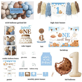 Kudapity One Sweet Boy 18in brown balloon enhances warm cookie-milk themed decor