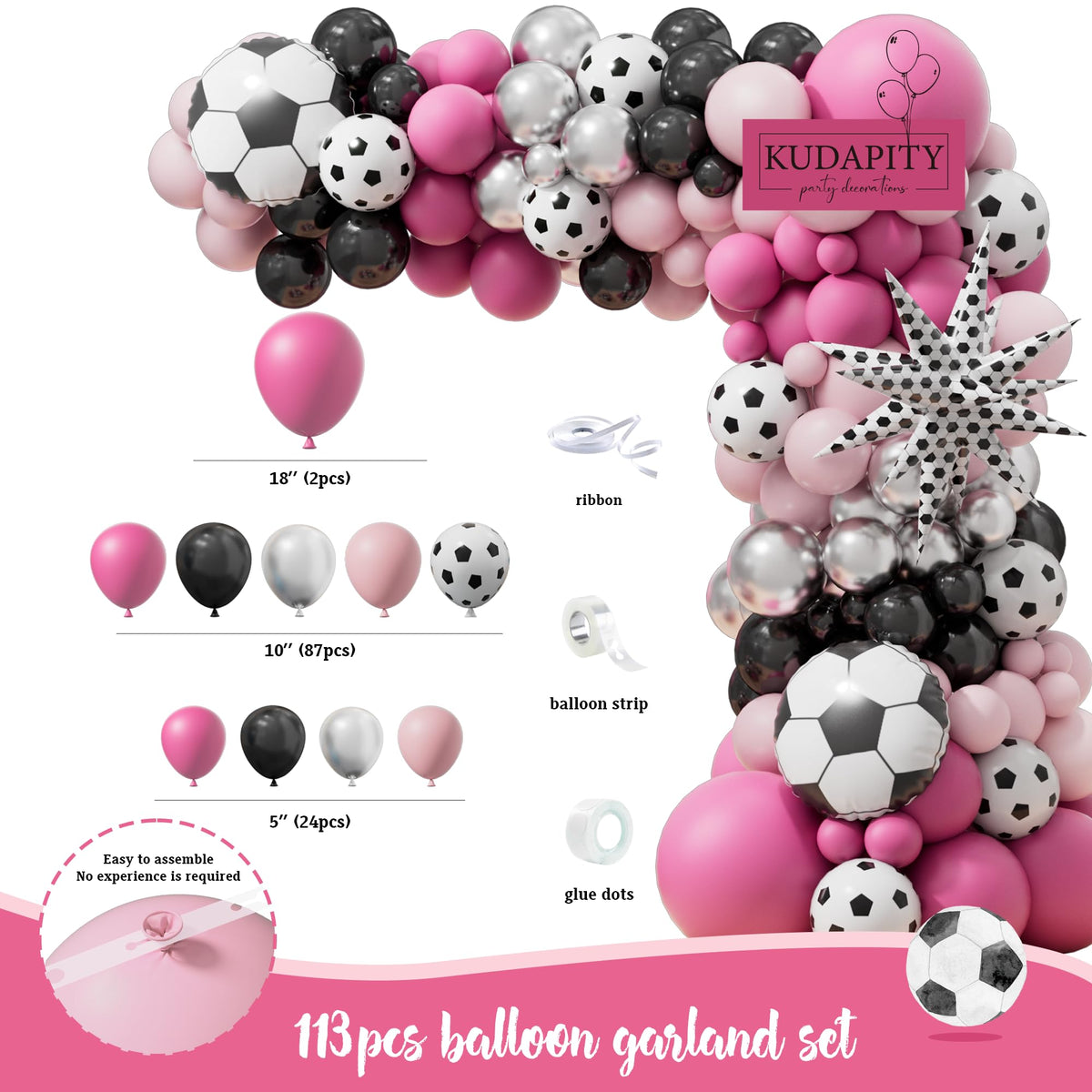 Kudapity pink soccer cake topper for festive desserts