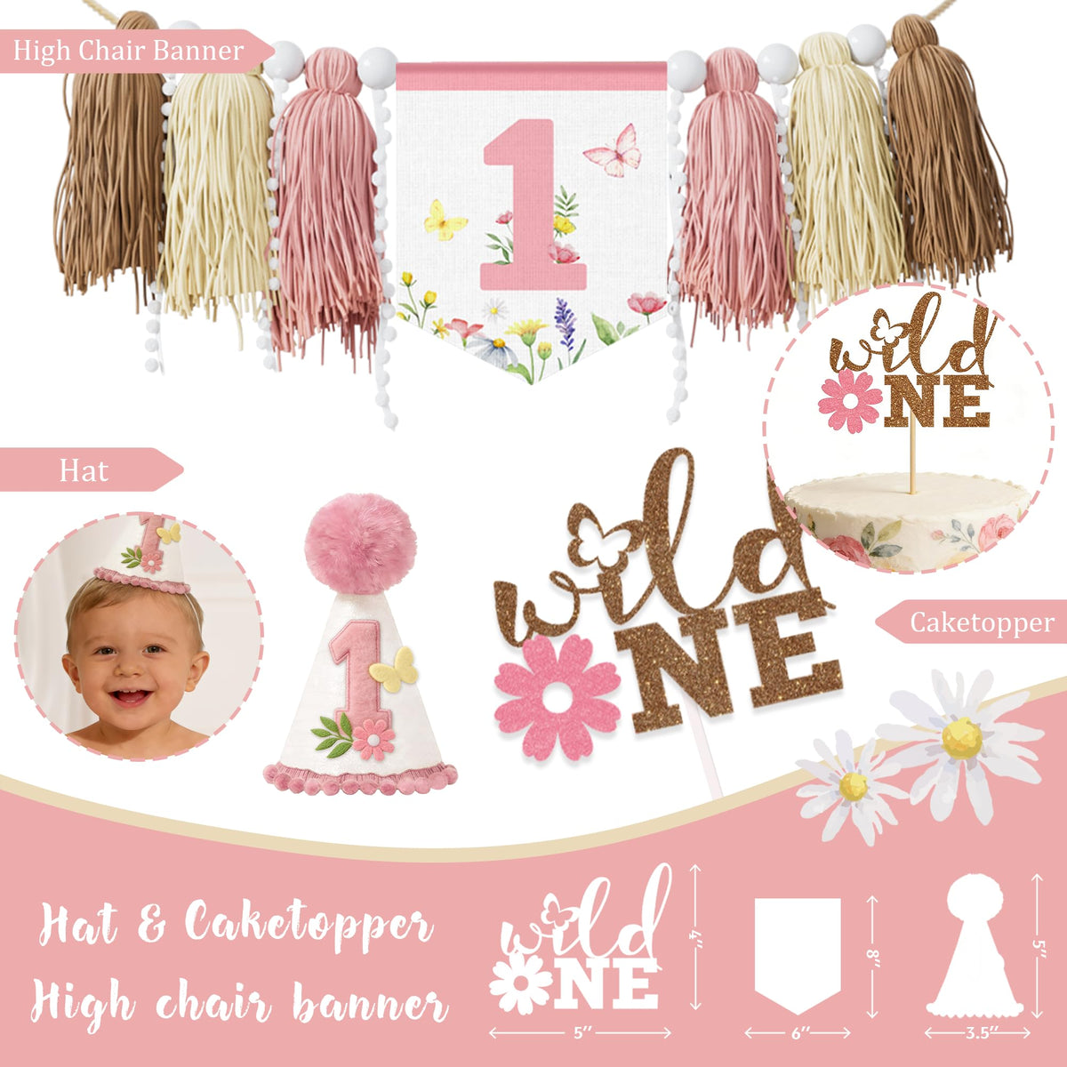 Kudapity Wildflower spring-themed high chair banner brightens the seating area.