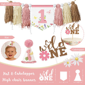 Kudapity Wildflower spring-themed high chair banner brightens the seating area.