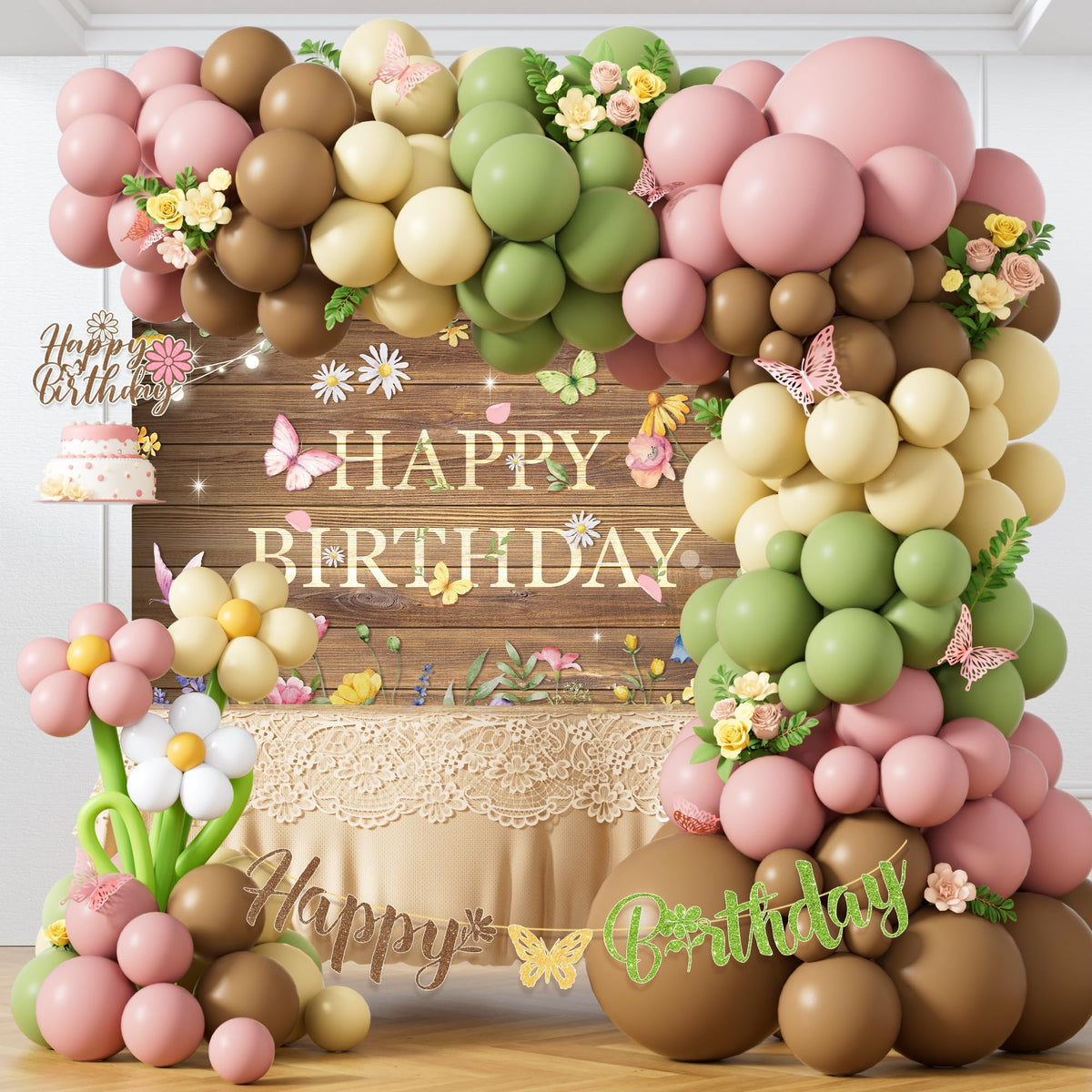 Kudapity wildflower backdrop for spring birthday photos and decor ambiance