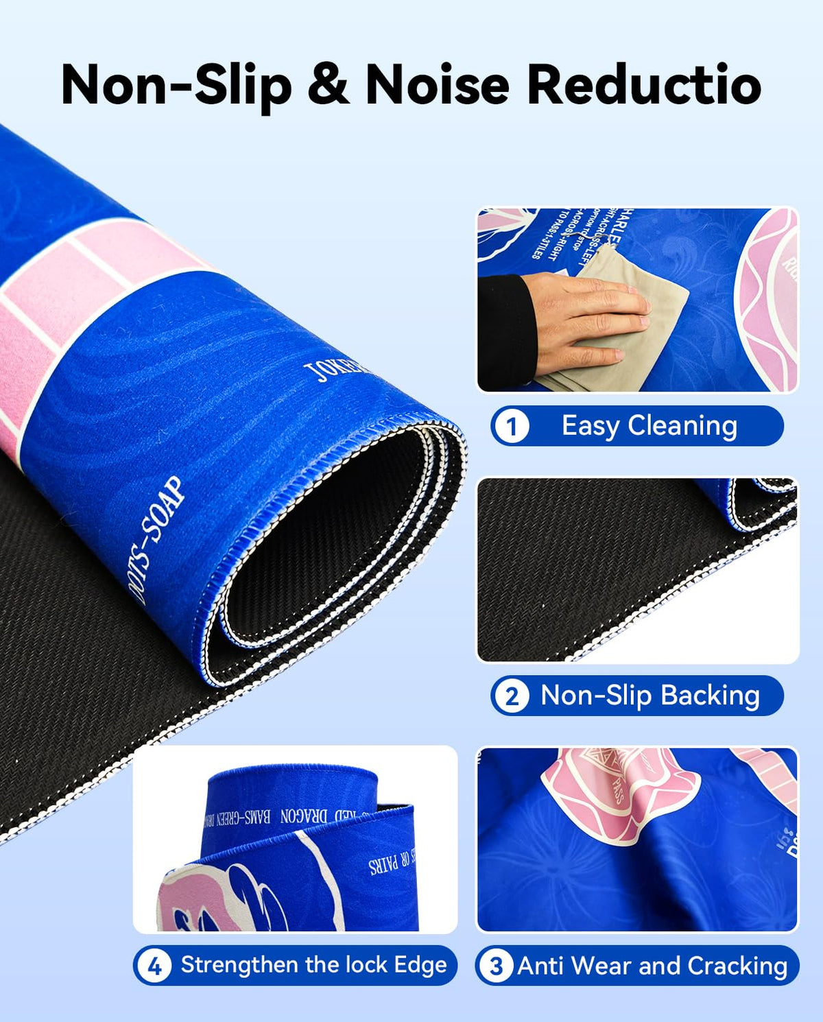 Kuiemtiv Mahjong Mat anti-slip back holds firm to the table.