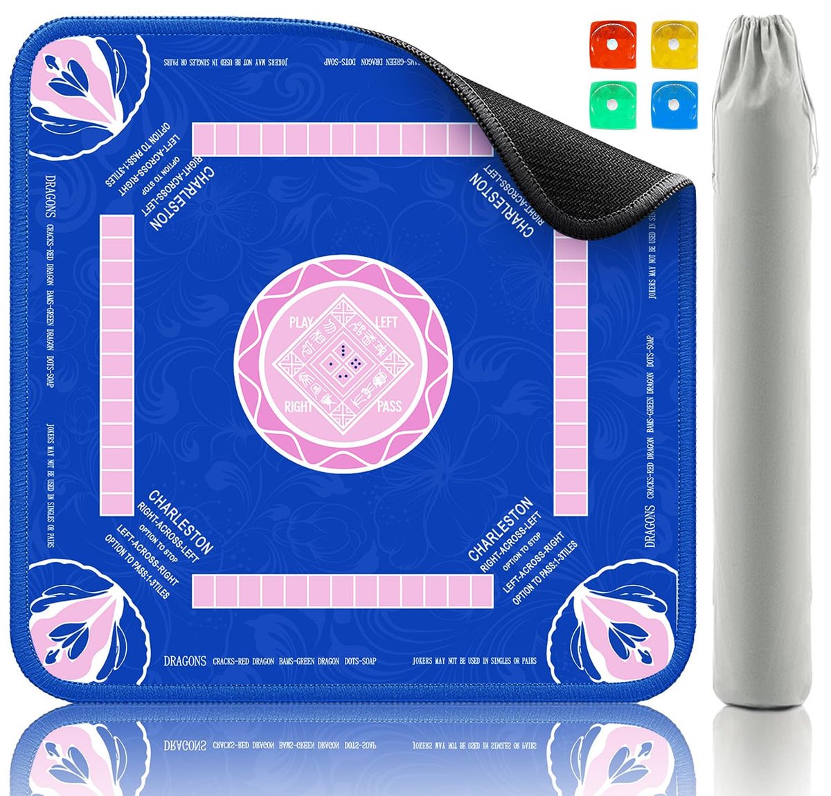 Kuiemtiv Mahjong Mat full view showing 32.4-inch square play area for table games.