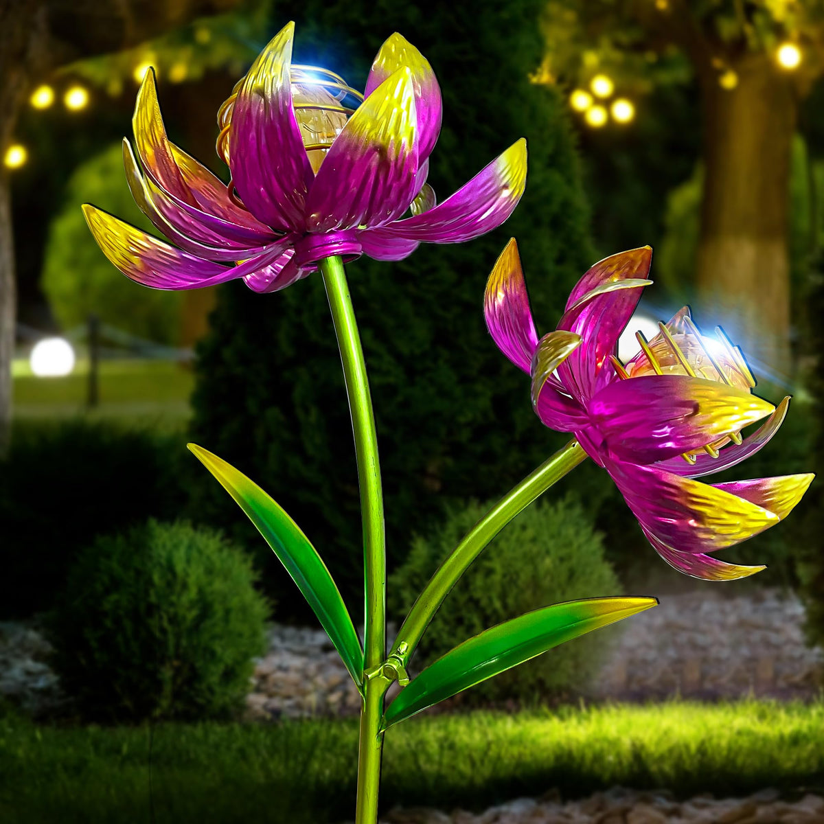 KUKEO solar wind spinner 63-inch centerpiece with lights for all-weather garden decor