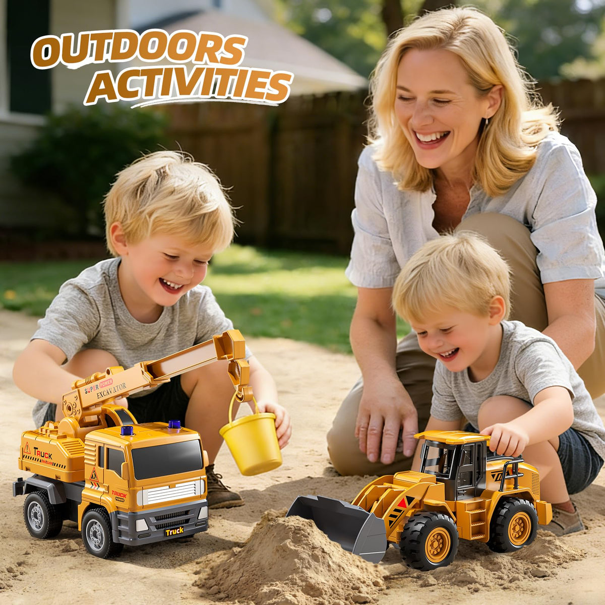 KukuFun bulldozer toy with movable blade supports active sandbox fun.