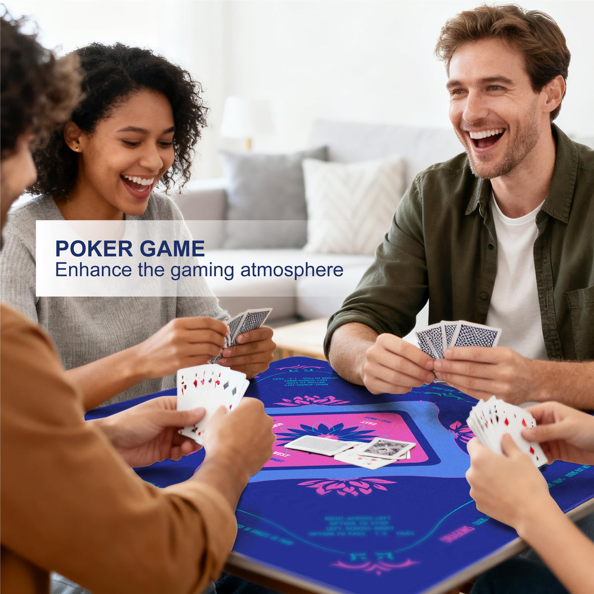 KUNTE Mahjong Mat floral design close-up adding elegance to game nights.