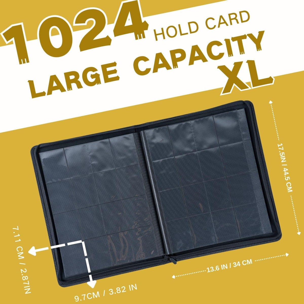 KUOOKING 1000+ pockets binder zipper closure secures cards during transport.