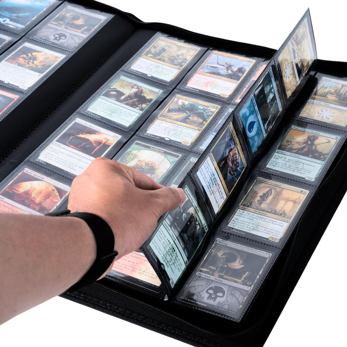 Inside sleeves of KUOOKING 1408+ binder keep cards organized and accessible