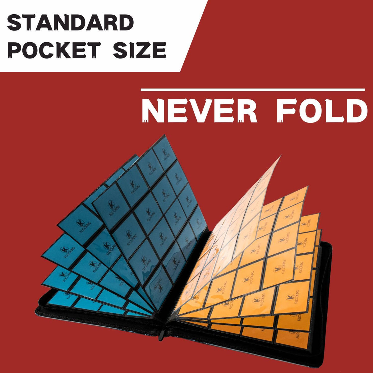 KUOOKING 16-pocket card pages open for easy access to your collection