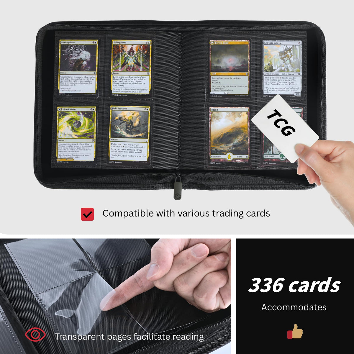 KUOOKING 336 Card Binder compact travel size fits in a backpack.