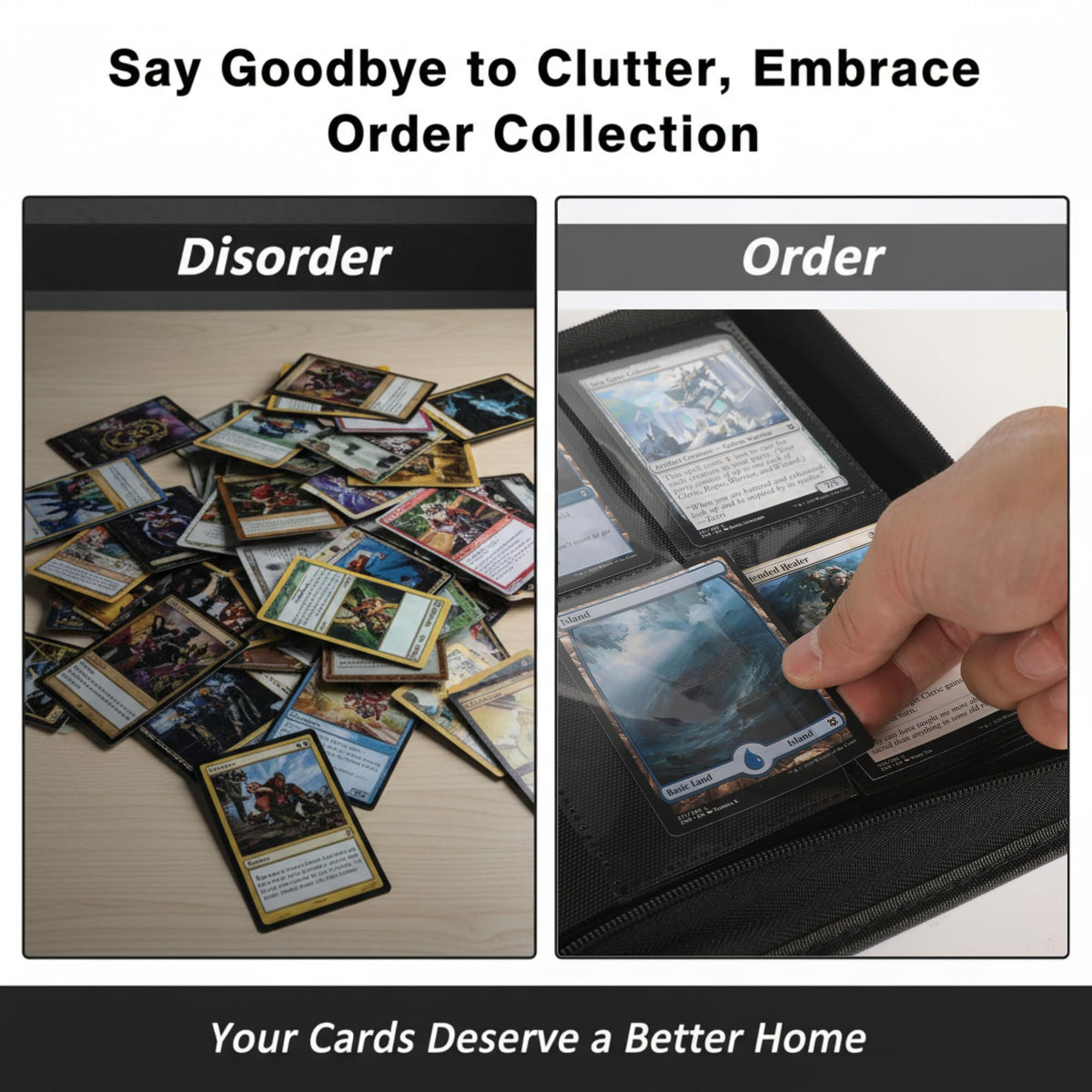 KUOOKING 336 Card Binder rigid case protects cards from bending.