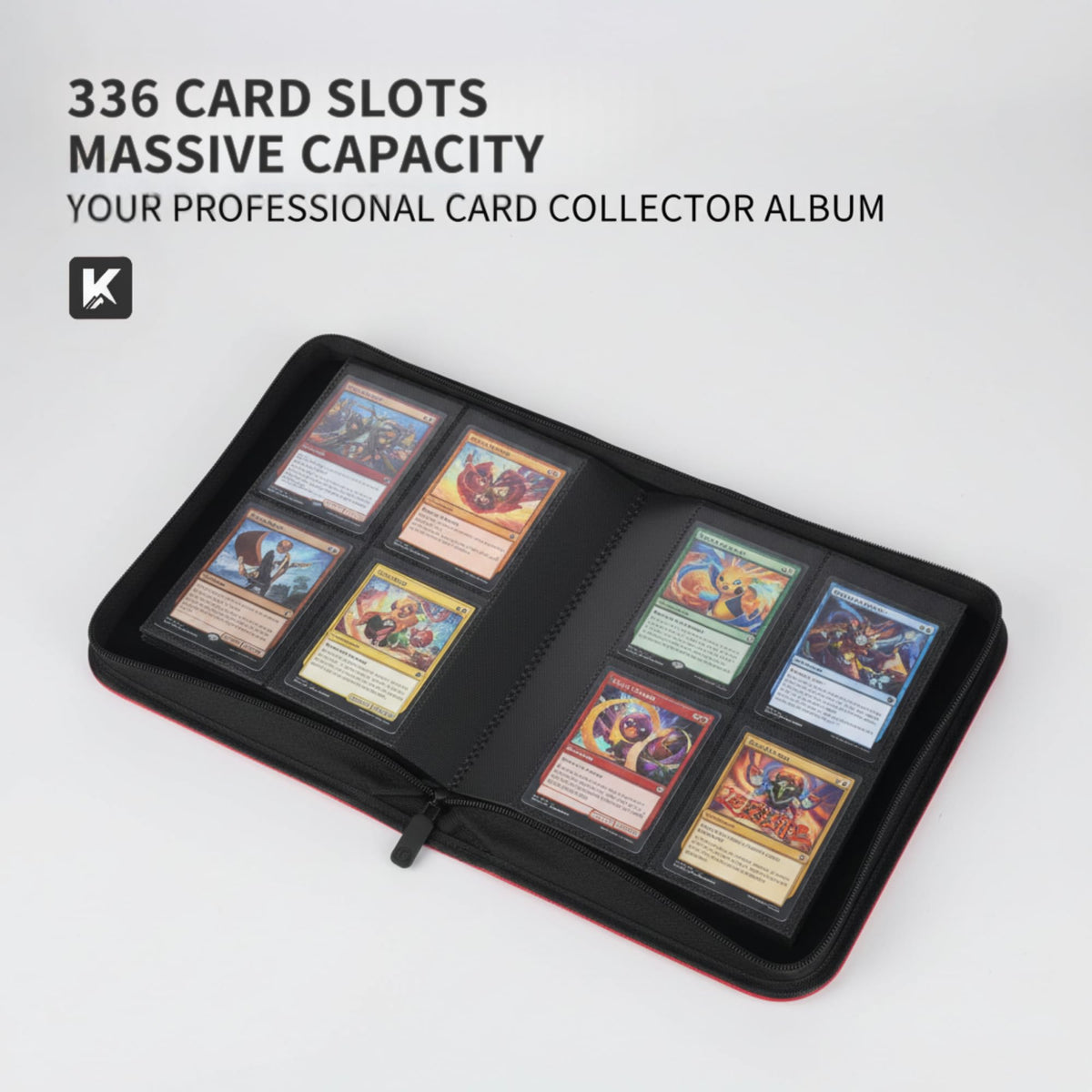 KUOOKING 336 Card Binder side-loading pocket secure storage during insertion.