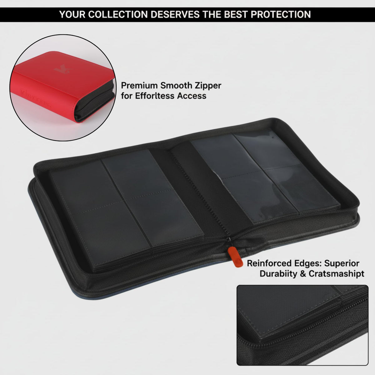 KUOOKING 336 Card Binder sleeved cards fit neatly in pockets.