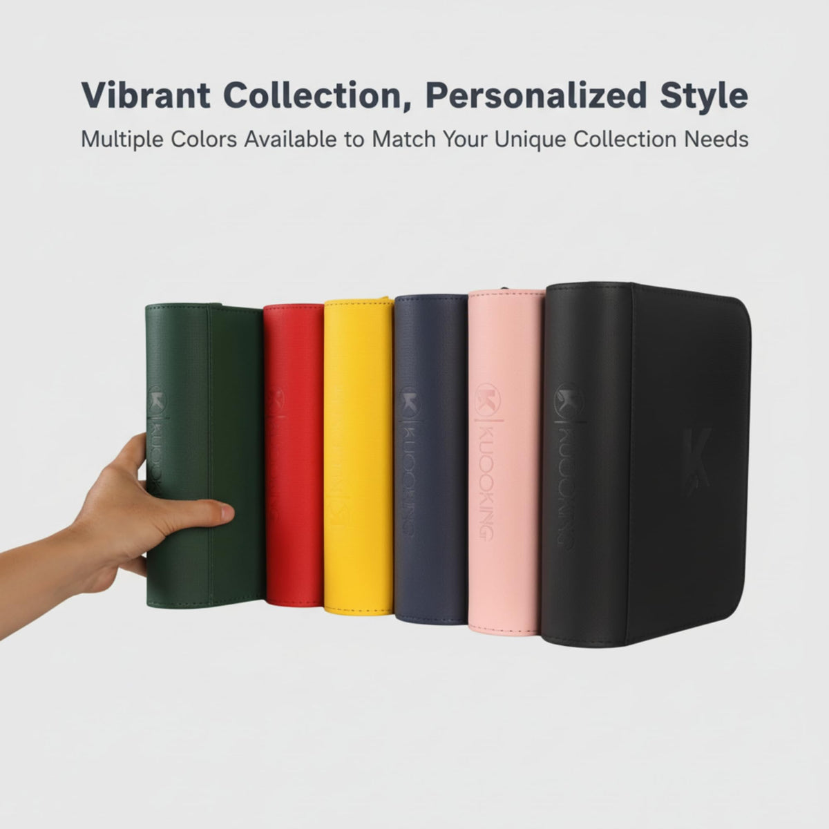 KUOOKING 336 Card Binder water-resistant zipper guards against spills.