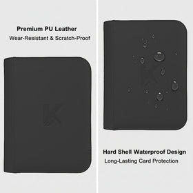 KUOOKING 336 Card Binder zipper seal highlighting water-resistant protection.