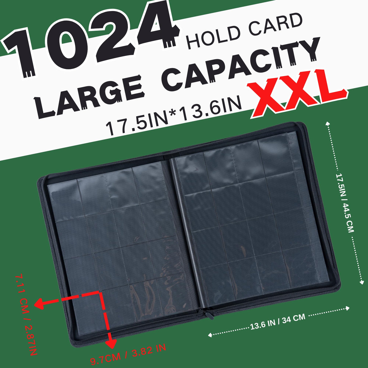 KUOOKING extra-large binder open spine with visible card sleeves for easy access