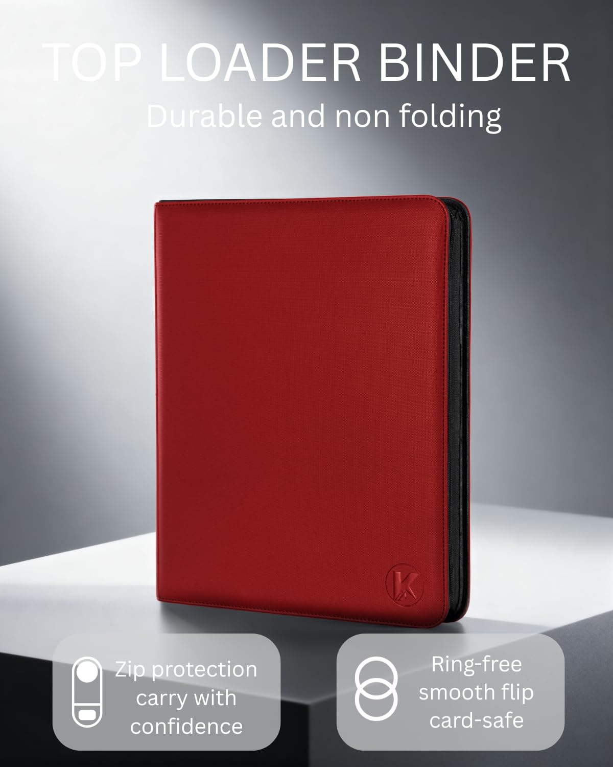 KUOOKING nine-pocket top-loader binder displays cards securely for quick browsing.