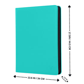 KUOOKING teal binder in use for tournaments and travel.