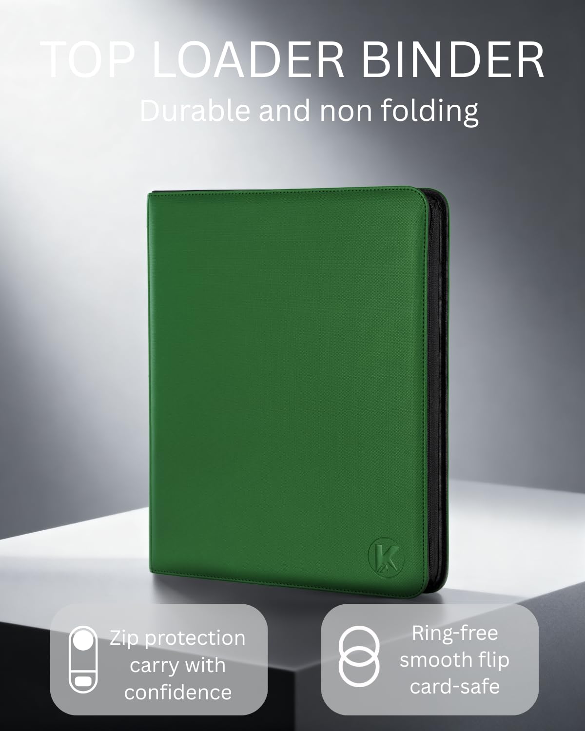 KUOOKING top loader binder interior shows 288-card capacity for organized storage.