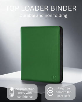 KUOOKING top loader binder interior shows 288-card capacity for organized storage.