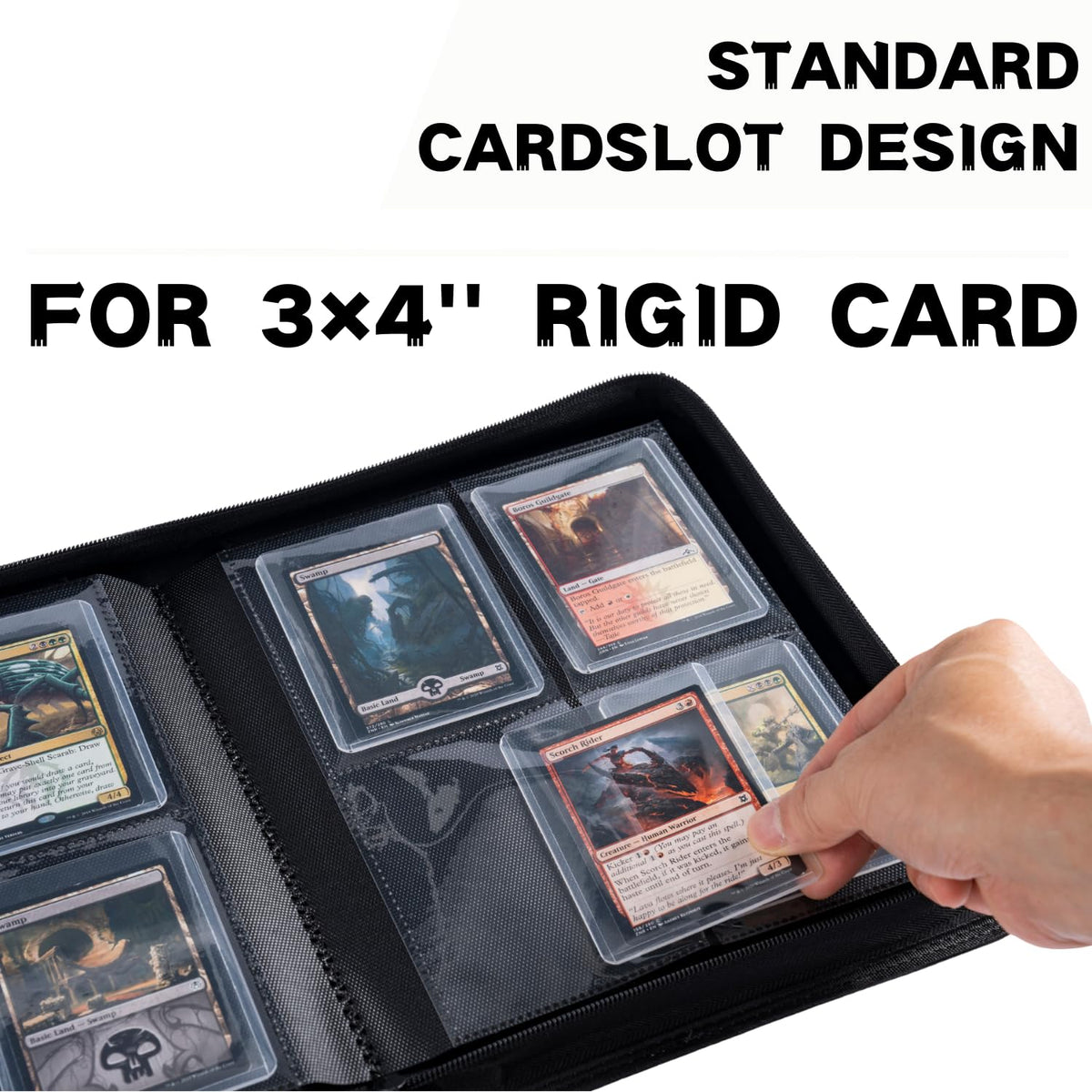 KUOOKING Top Loader Binder shows 128+ card capacity and reinforced protection.