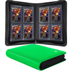 KUOOKING Top Loader Binder front view in grass green, showcasing organized four-pocket layout.