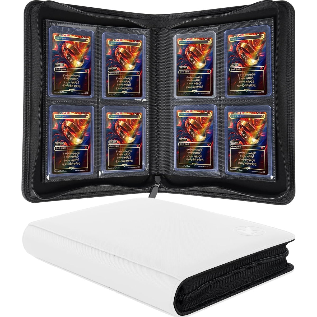 KUOOKING Top Loader Binder front view in white, easy access for organized 3x4 inch cards.