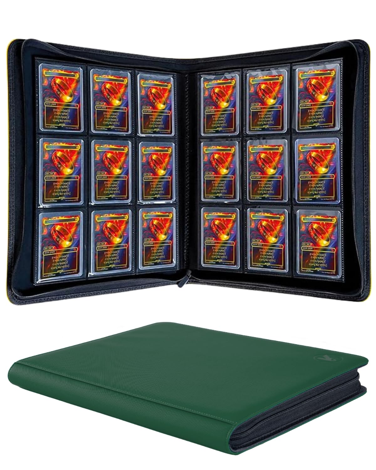 KUOOKING top loader binder green exterior highlights durable zipper and dust protection.