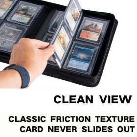 KUOOKING Top Loader Binder interior layout with 4 pockets, fits 128+ cards.