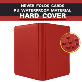 KUOOKING binder red side-loading design for quick access to 3x4 cards.