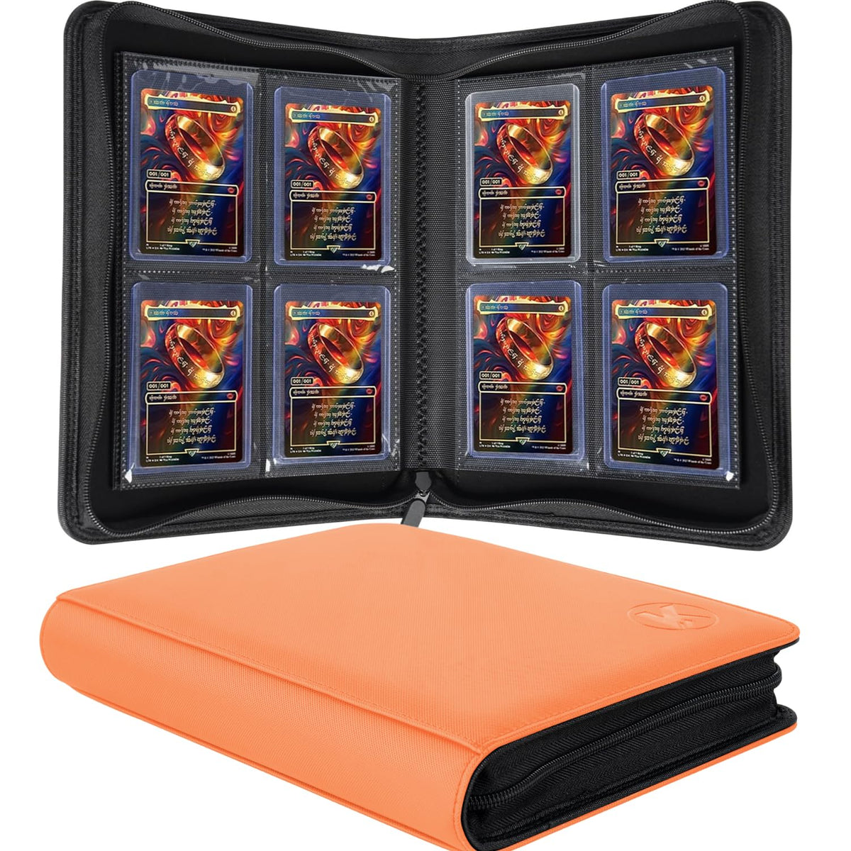 KUOOKING Toploader Binder front view with four-pocket layout for easy card organization.