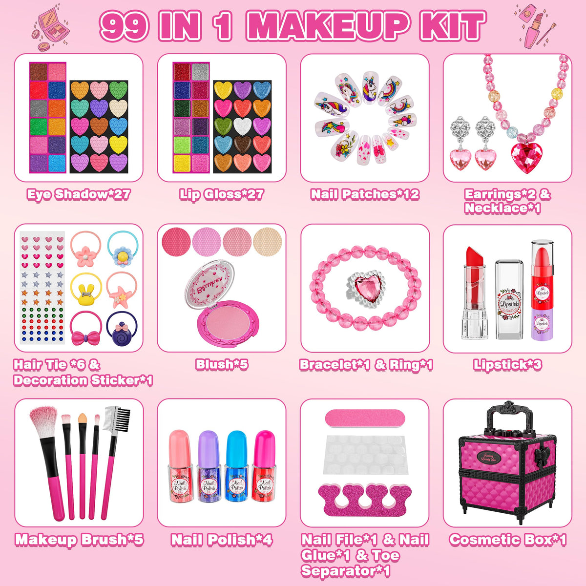 Kuovei 99 Pcs makeup kit eye shadow palette sparks color creativity during dress-up