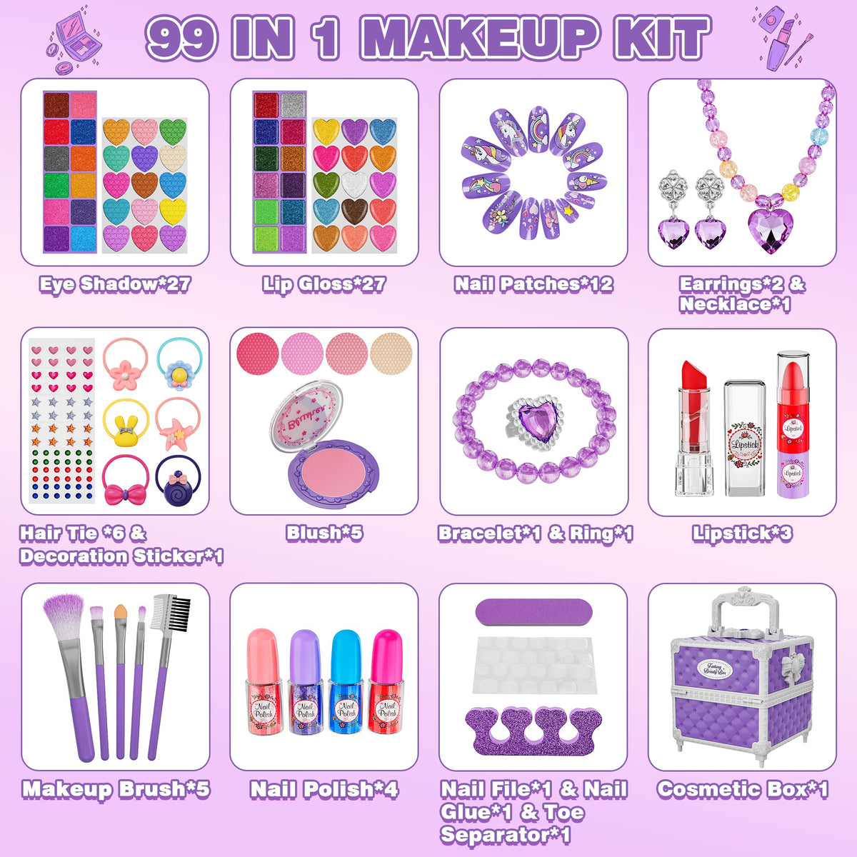 Kuovei makeup kit hair ties help secure hairstyles during pretend play