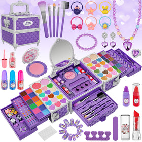 Kuovei 99 Pcs Kids Makeup Kit with mirror, ideal for princess dress-up and imaginative play