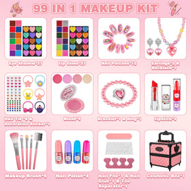 Kuovei Kids Makeup Kit mirror close-up for pretend beauty and grooming play